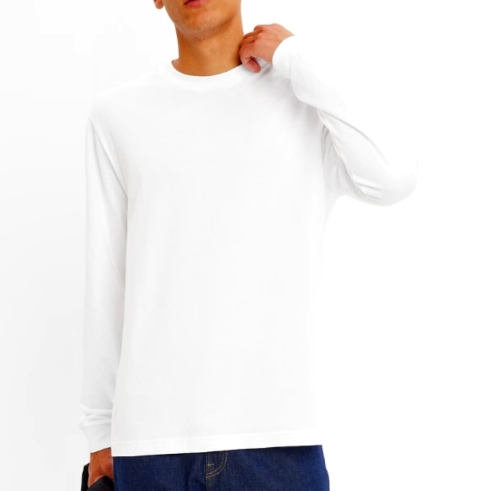 GAP Mens Long Sleeve Crew Classic Fit Organic Cotton T-Shirt Optic White-XXXL